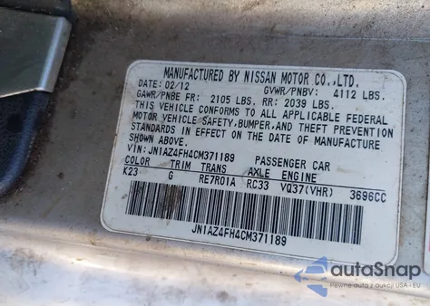 2012 Nissan 370Z Touring z USA, uszkodzony, nr VIN JN1AZ4FH4CM371189